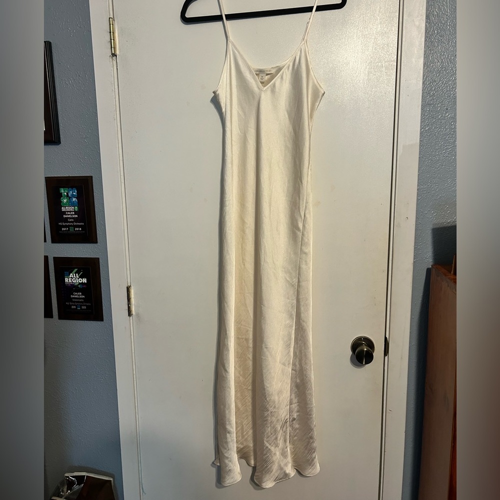 Chelsea & Violet Cream V-Neck Satin Slip Dress